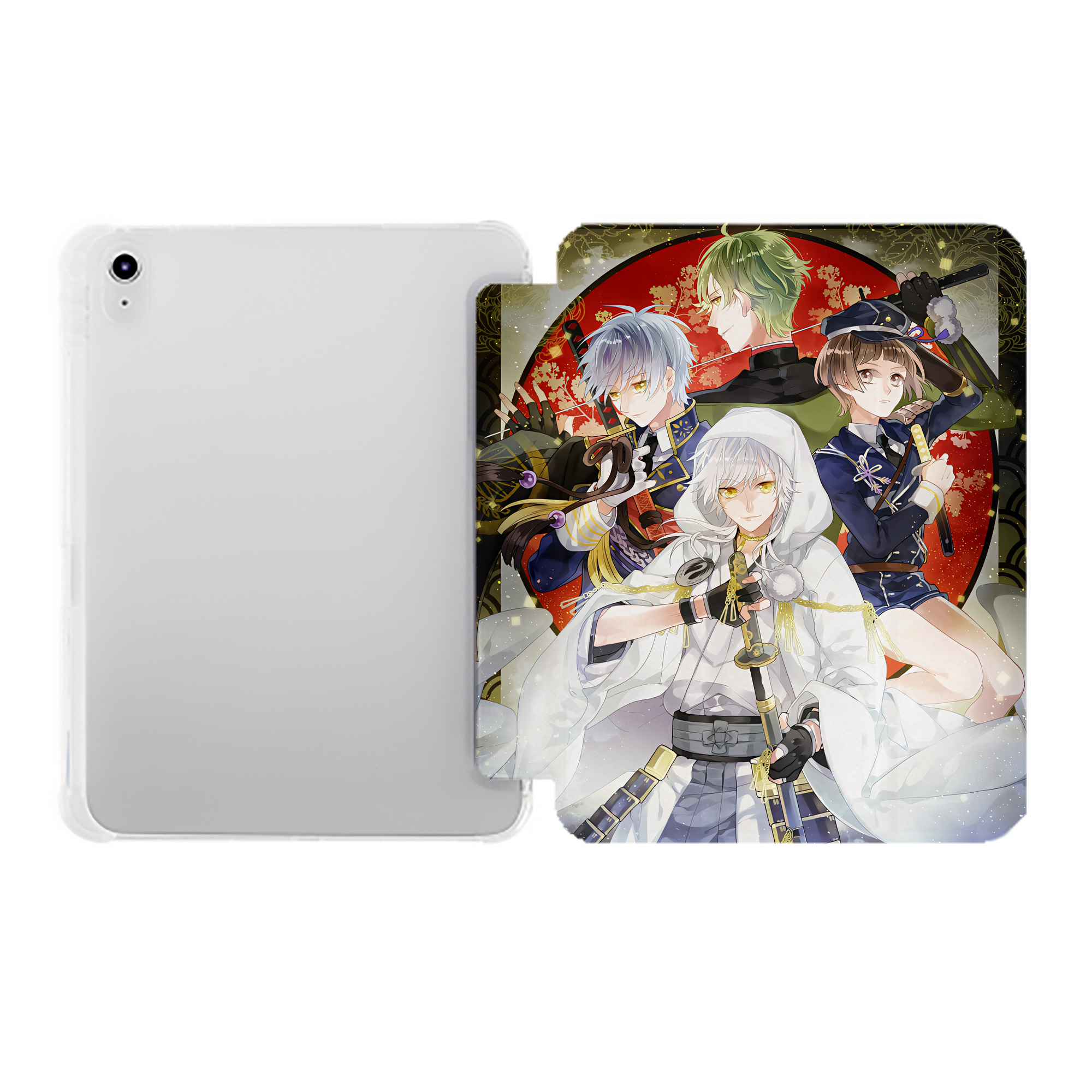 （画像用） 刀剣乱舞 Touken Ranbu IPad ケース ペン収納付き 三つ折りスタンド PUレザー×シリコン 対応機種9.5/10.5/10.9インチ